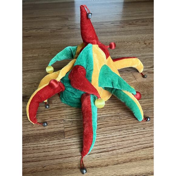 Jester Clown Hat Mardi Gras Multicolor Halloween Costume. With Bells - Picture 1 of 2